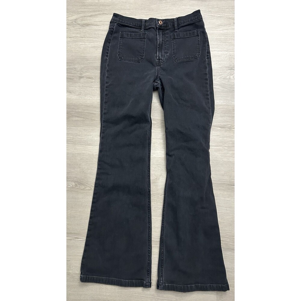 Gap Jeans Women Black 70s Flare High Rise Fade Denim Hippie  Boho 29 size 8